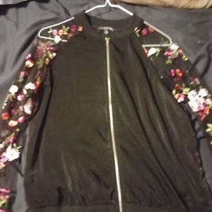 Sheer sleeve floral coat